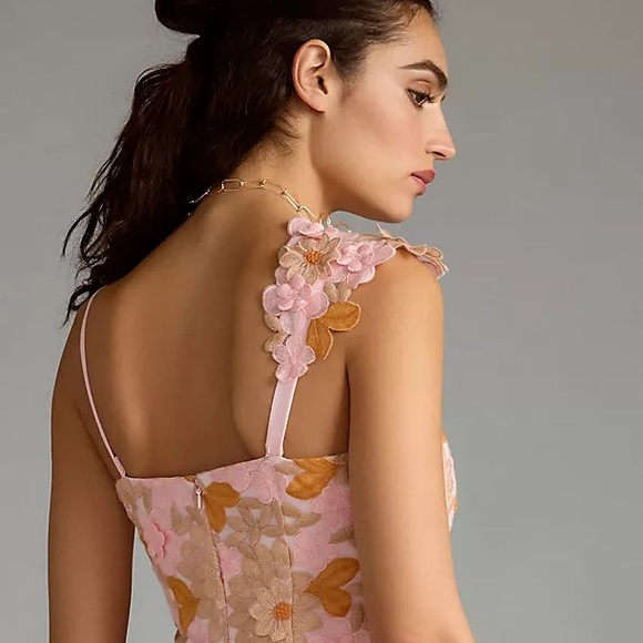 Anthropologie Floral Appliqué Embroidered Dress - Picture 8 of 15
